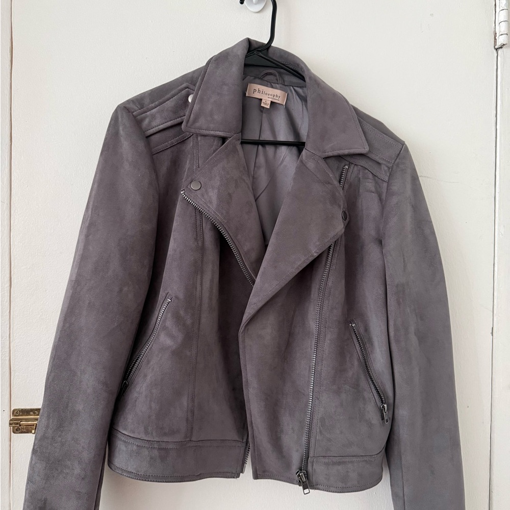 Philosophy Gray Vegan Suede Leather Jacket - Size L